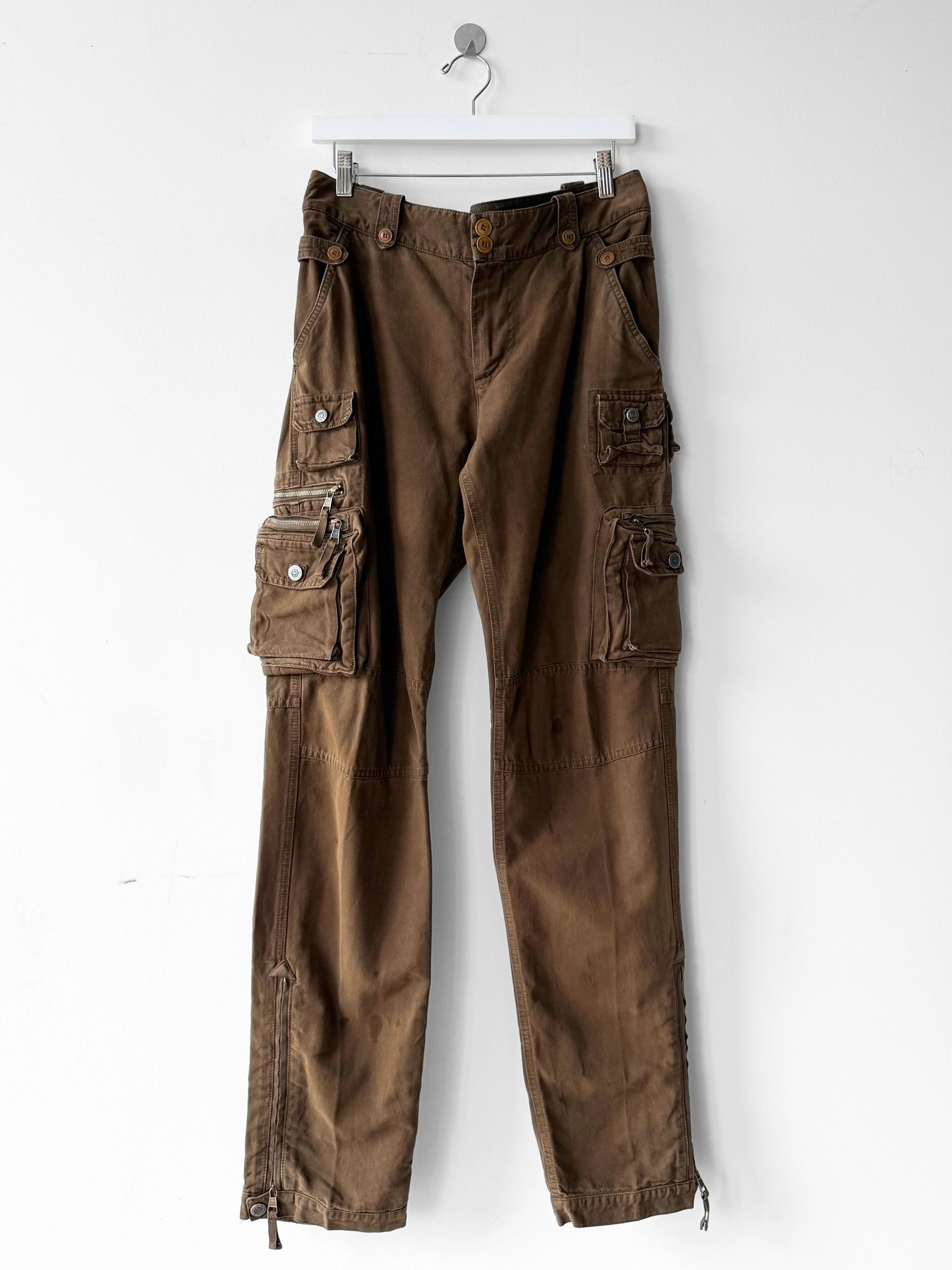 CERRUTI 1881 - 1980s DISTRESSED CARGO TROUSERS