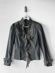 HIROKO KOSHINO - late 1990s PINSTRIPED BLOUSE WITH CASCADING RUFFLE DETAIL