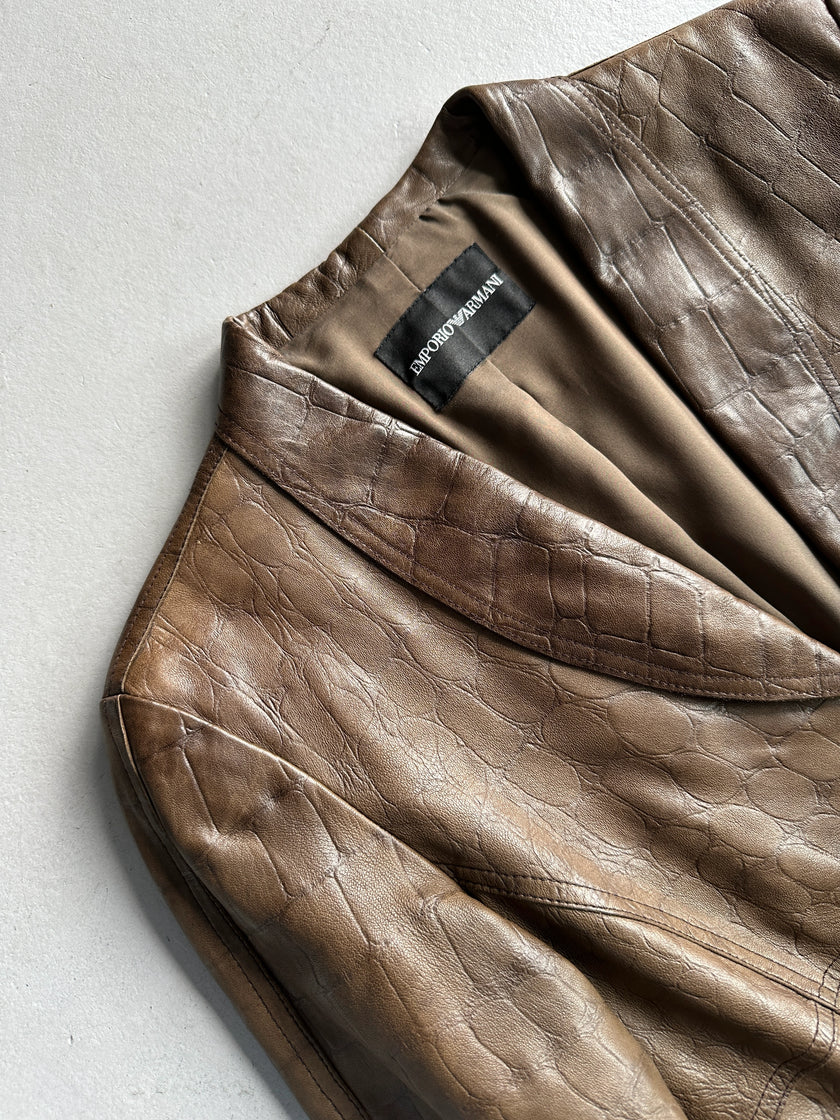 EMPORIO ARMANI - F/W 2008 TWO WAY ZIP LEATHER JACKET