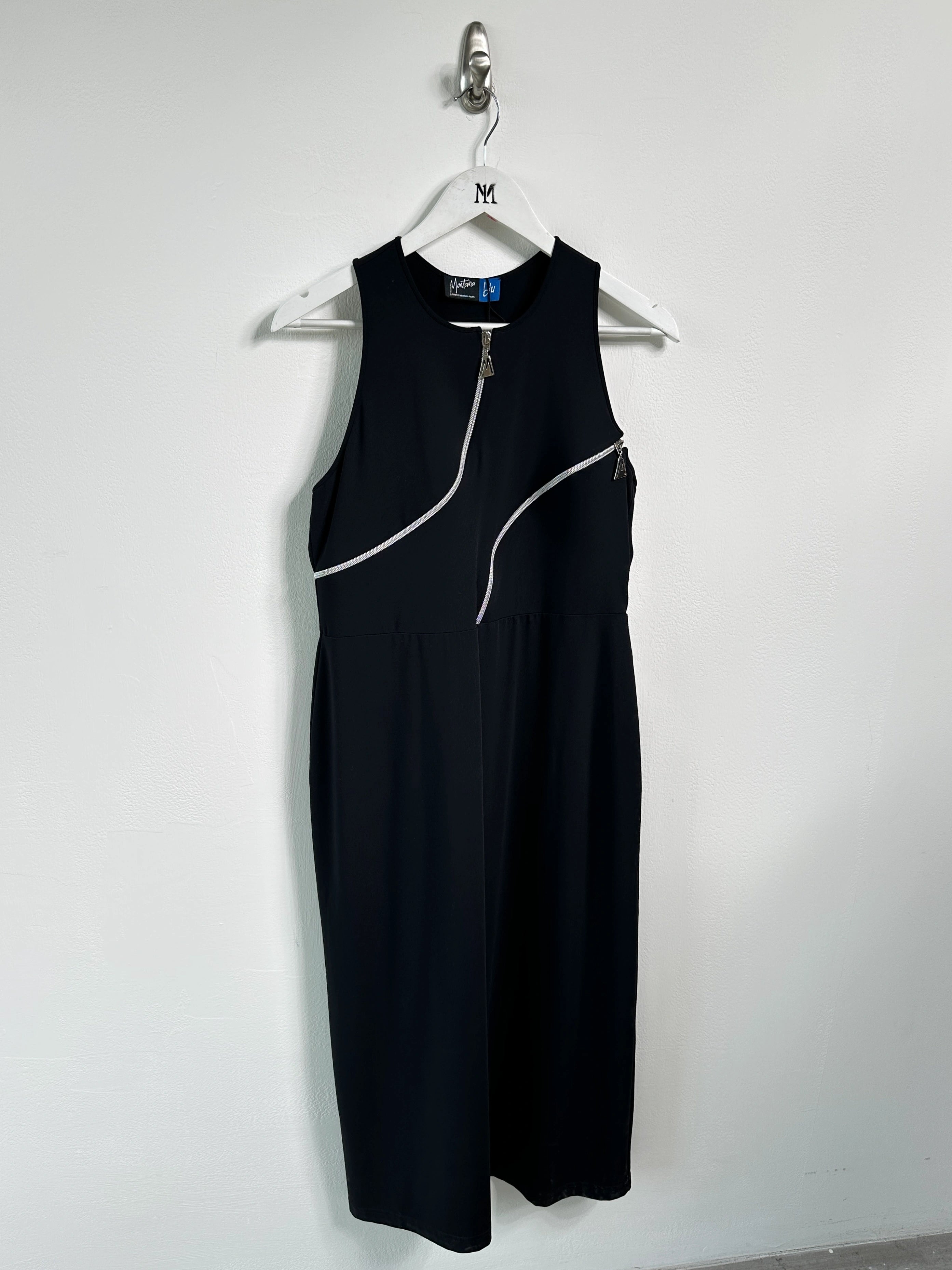 CLAUDE MONTANA - early 2000s JERSEY DRESS WITH ZIP DETAILING