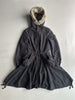 MARITHÉ + FRANÇOIS GIRBAUD - F/W 2005 LONG PINSTRIPE JACKET WITH FAUX FUR HOOD