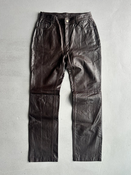 TRUSSARDI - 2000s LIMITED EDITION STRAIGHT FIT LEATHER TROUSERS