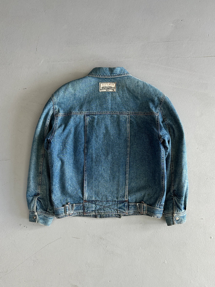 KRIZIA - 1980s DOUBLE BREASTED DENIM BOMBER JACKET