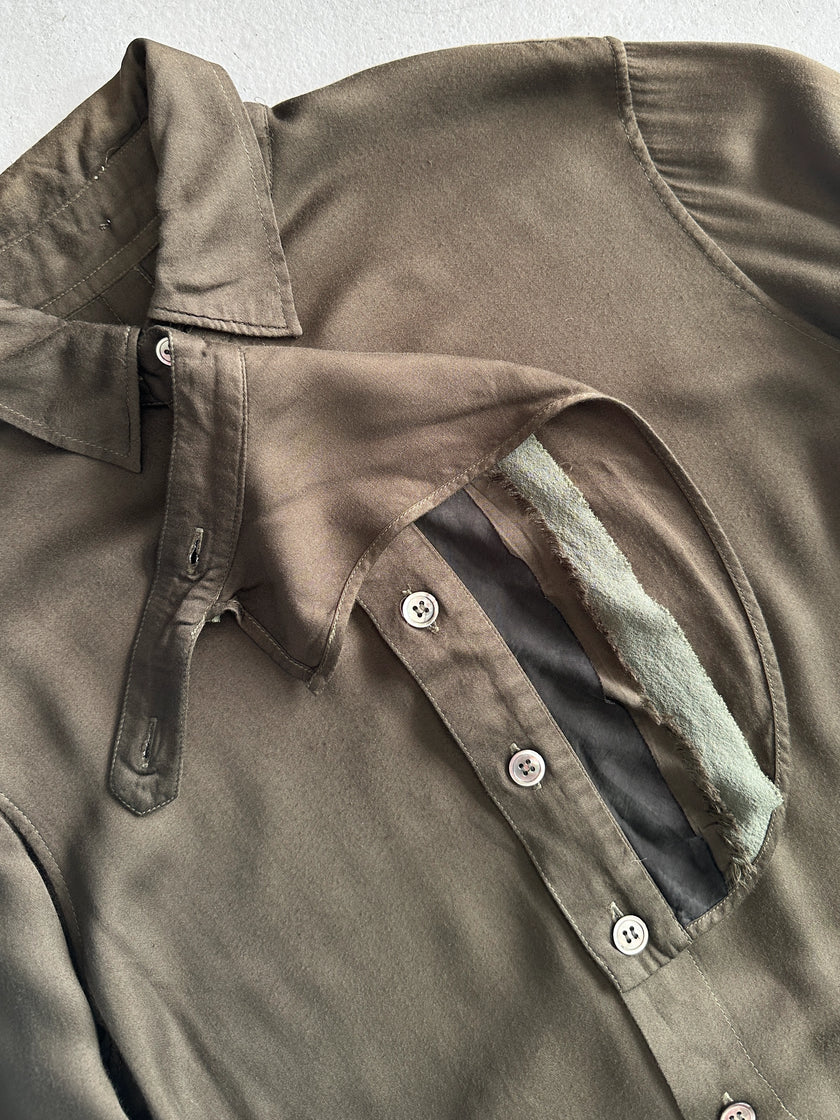 YOHJI YAMAMOTO Y'S - S/S 2001 ASYMMETRICAL SHIRT WITH DETACHABLE DETAIL AT COLLAR