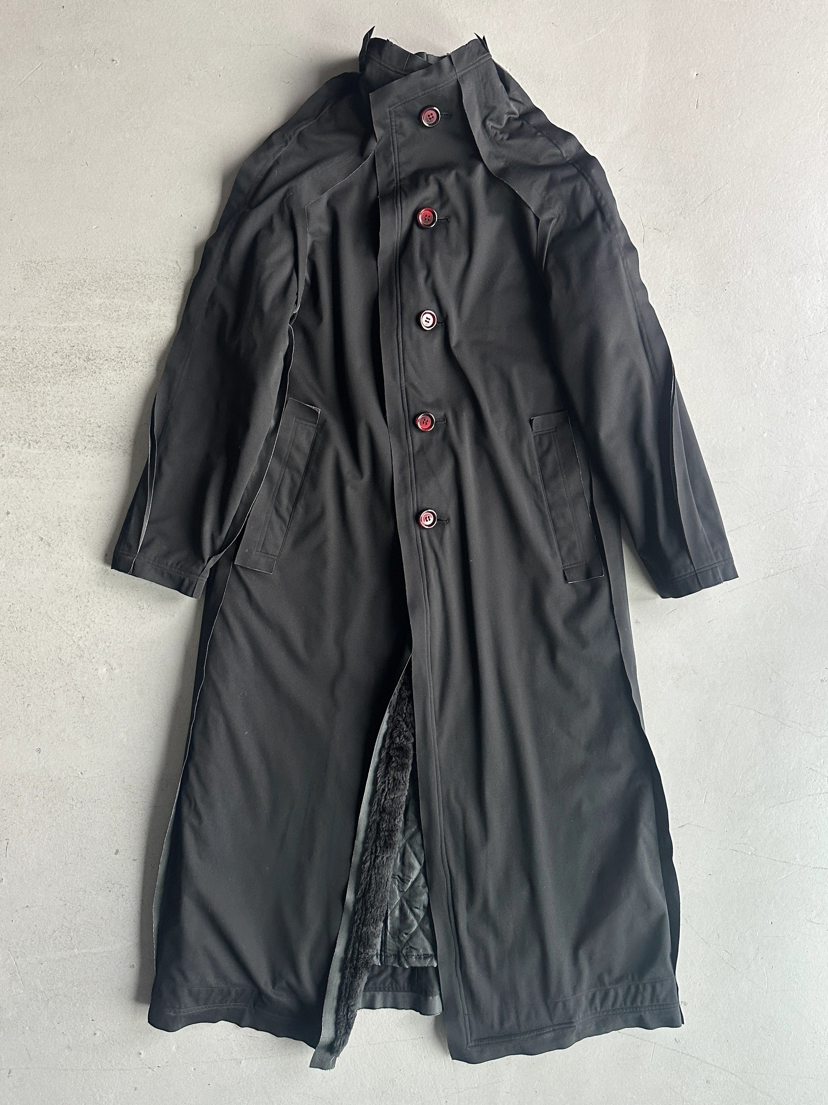 ARRSTON VOLAJU BY KOHSHIN SATOH - 1990s LONG TECHNICAL JACKET WITH FAUX FUR TRIM