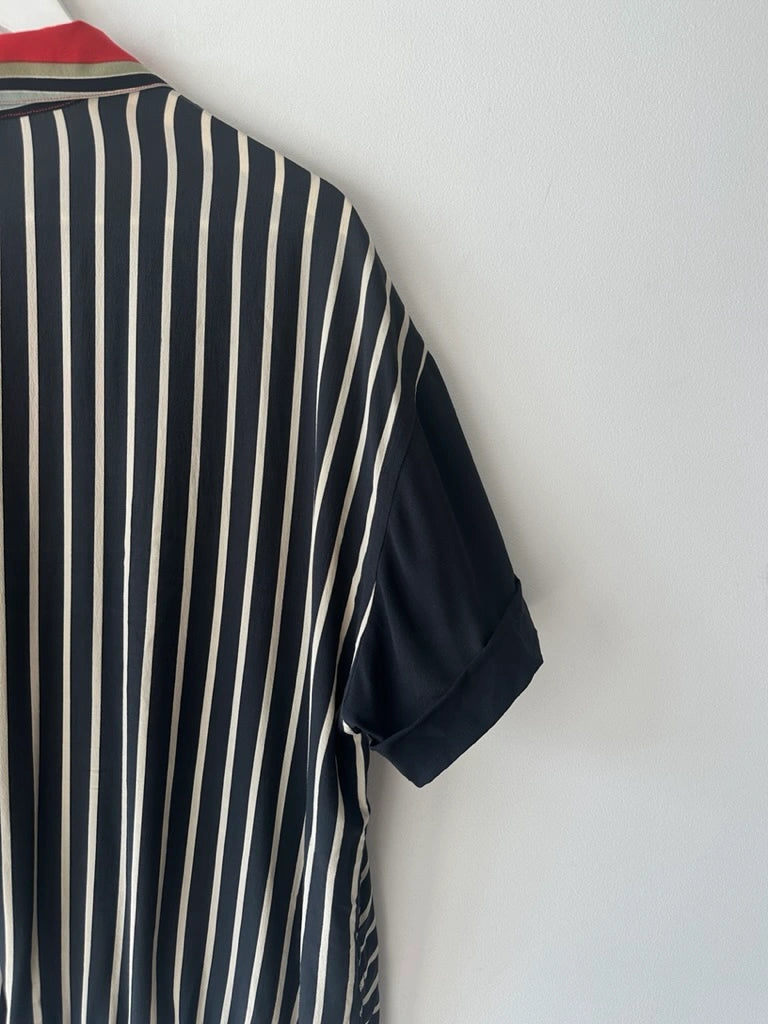 ITALIAN LABEL 1980s BOXY FIT SILK POLO T-SHIRT
