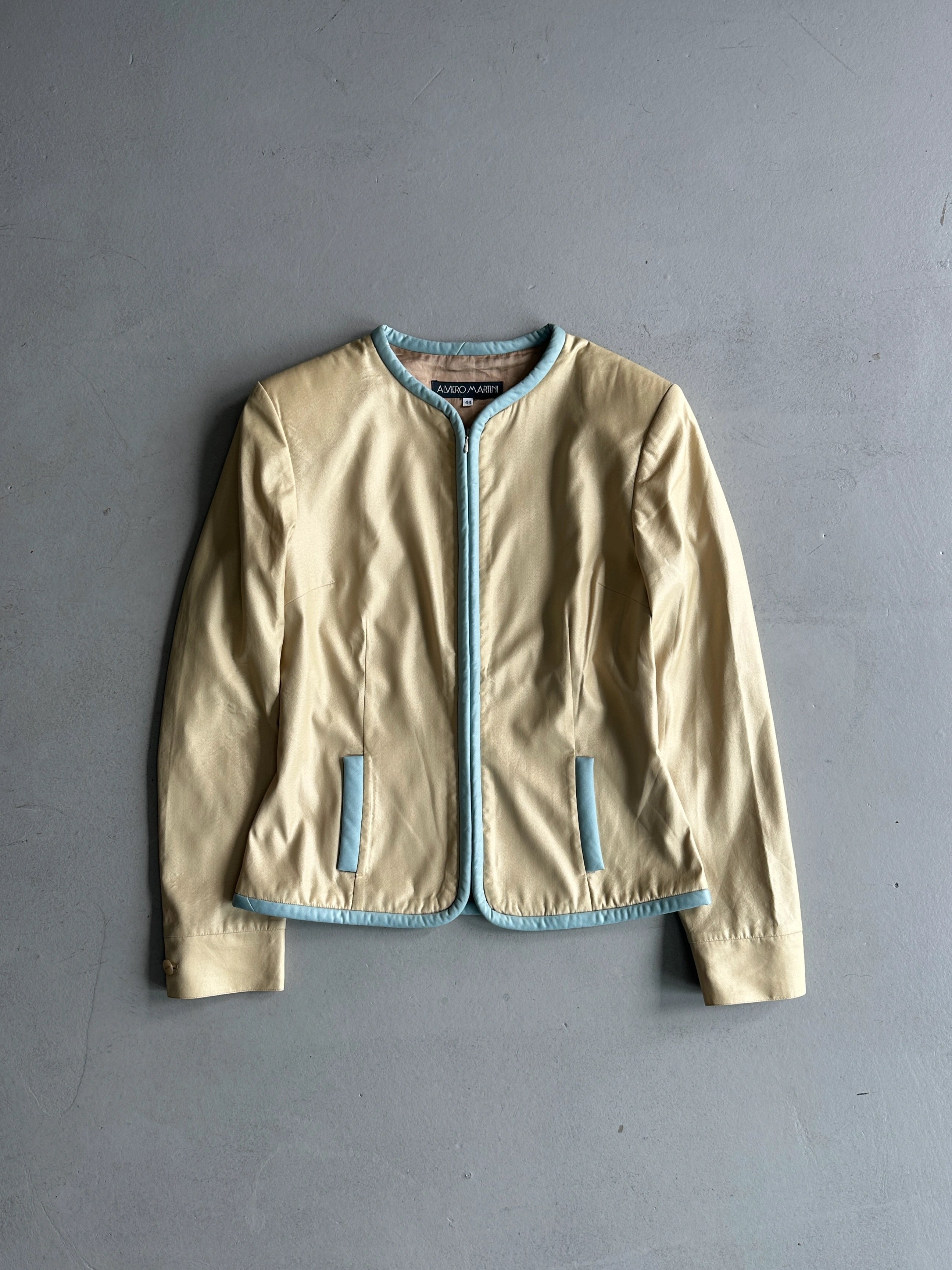 ALVIERO MARTINI - 1990s FITTED JACKET WITH PIPING DETAILS