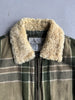 GIANFRANCO FERRÉ - 1980s FUR COLLAR PLAID JACKET WITH CONTRASTING NYLON SLEEVE