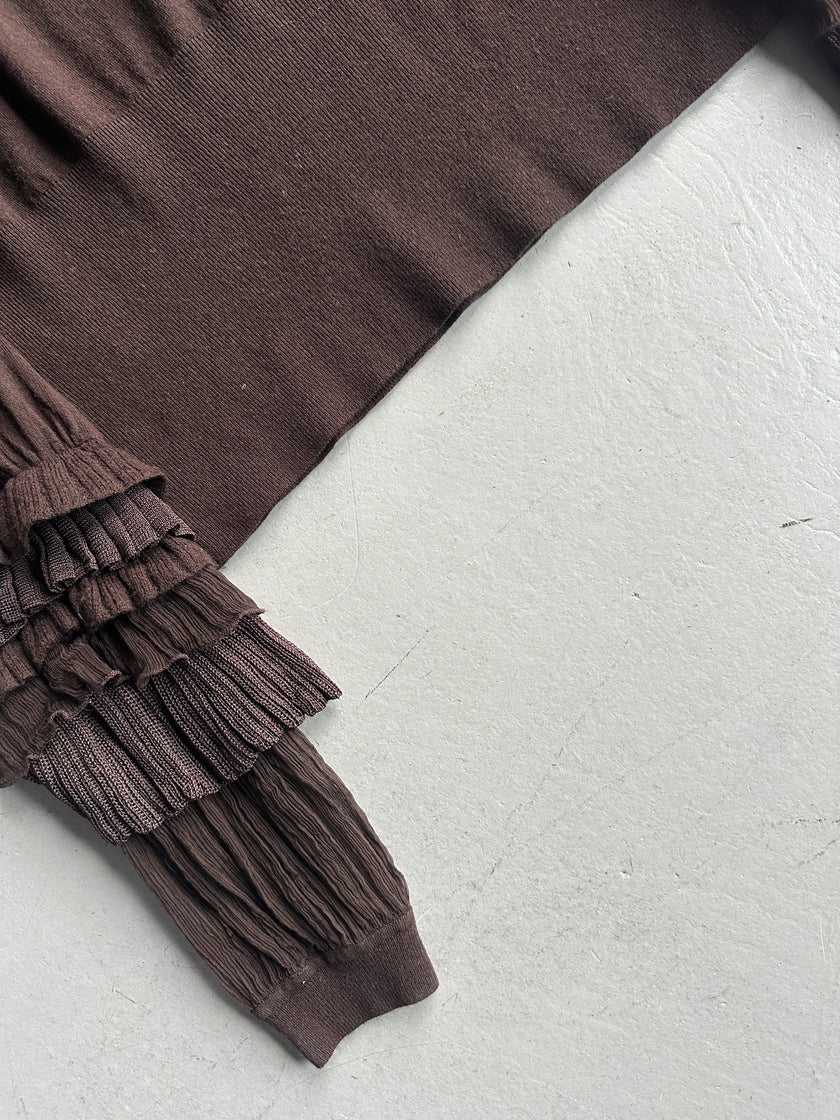 ROBERTO CAVALLI - early 2000s V NECK SOFT KNIT WITH SHEER DETAIL AT SLEEVE