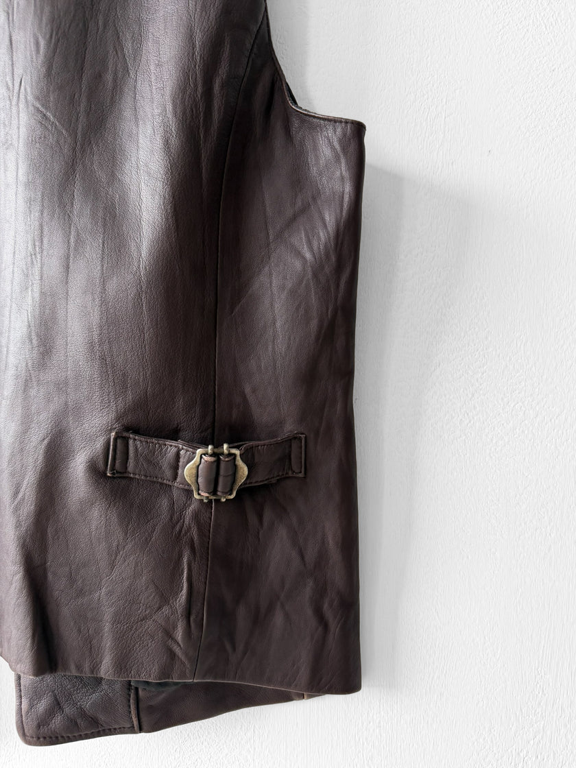 KATHARINE HAMNETT - 1990s LEATHER VEST