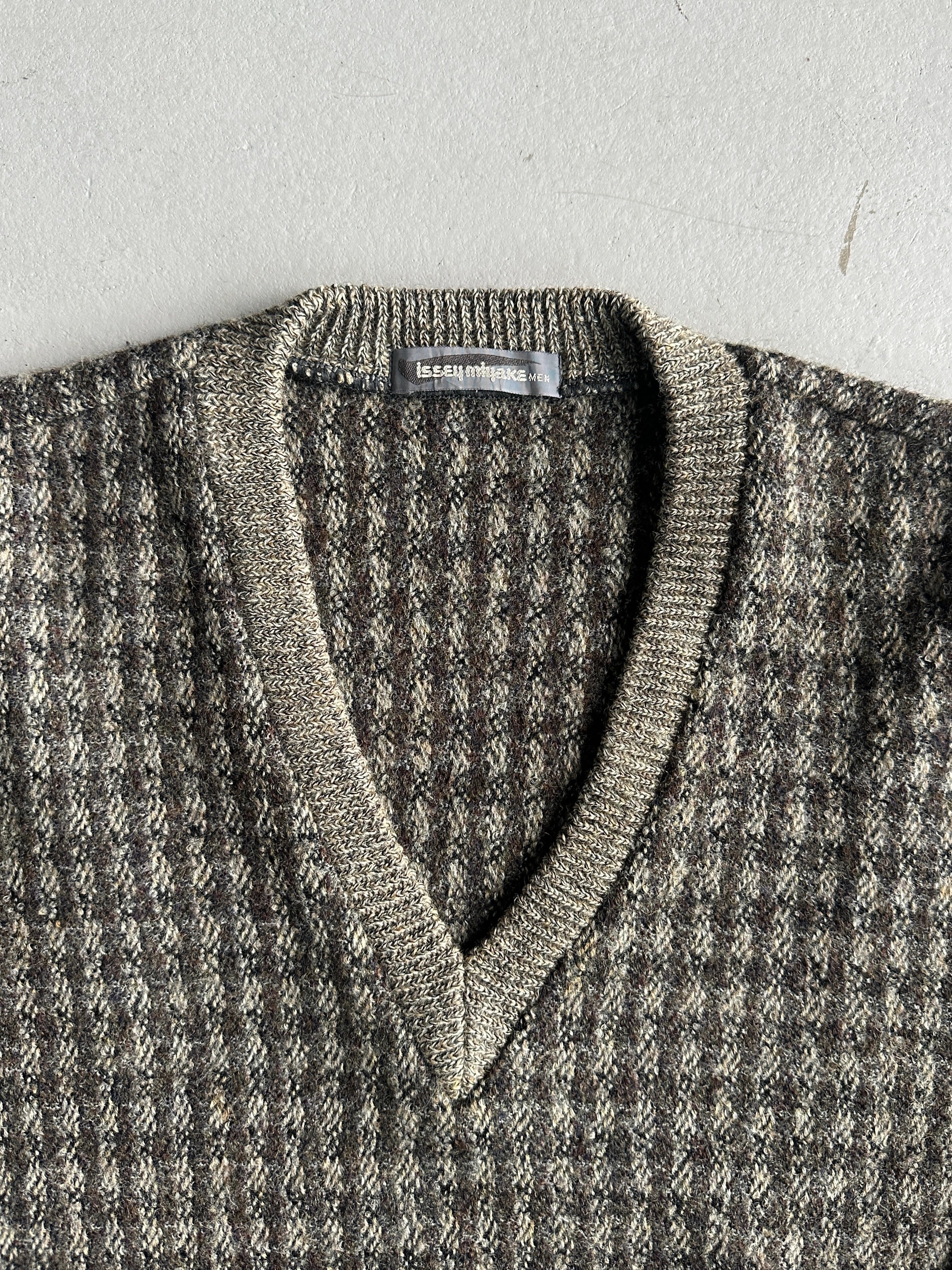 ISSEY MIYAKE - 1980s V NECK CHUNKY KNIT BOXY FIT JUMPER