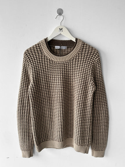 DANIELE ALESSANDRINI - 2000s CREW NECK TWO TONE KNIT JUMPER