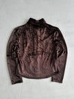 KENZO - 1980s CROP FIT VELVET SHIRT WITH POINTED COLLAR