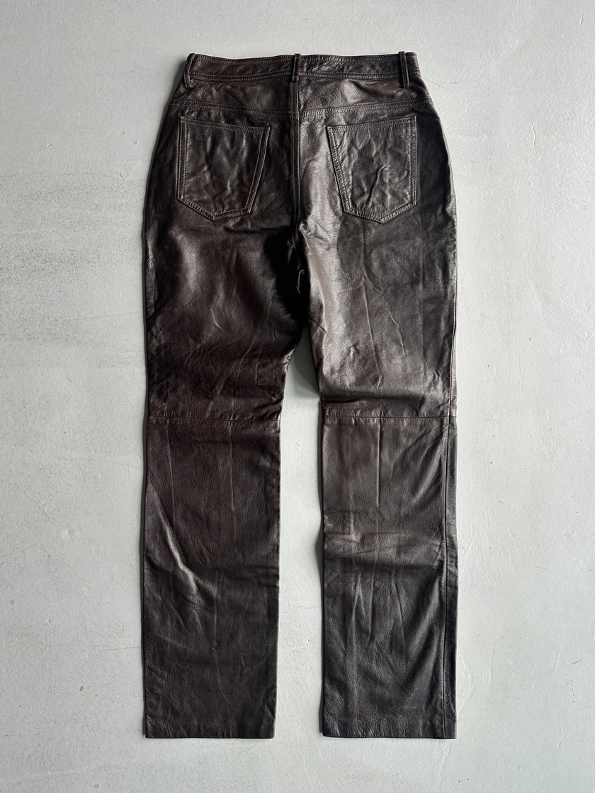 TRUSSARDI - 2000s LIMITED EDITION STRAIGHT FIT LEATHER TROUSERS