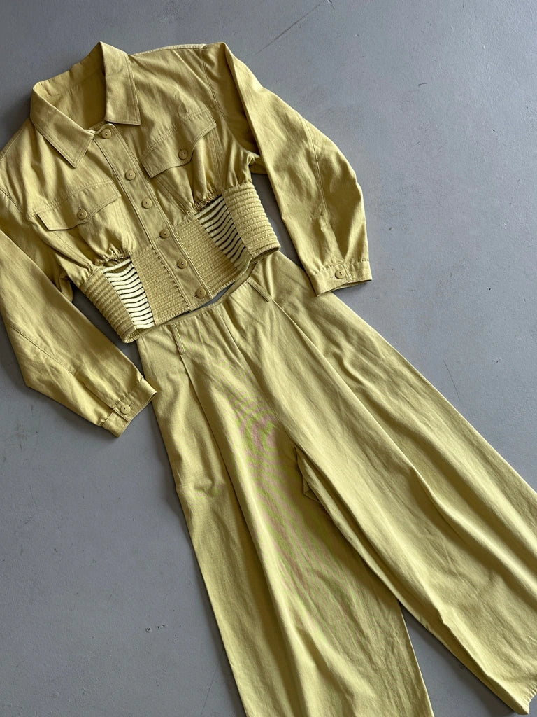 CALUGI E GIANNELLI 1980s MATCHING SET CROP FIT JACKET AND  PLEATED FRONT TROUSERS