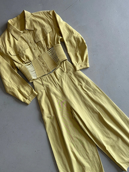 CALUGI E GIANNELLI 1980s MATCHING SET CROP FIT JACKET AND  PLEATED FRONT TROUSERS
