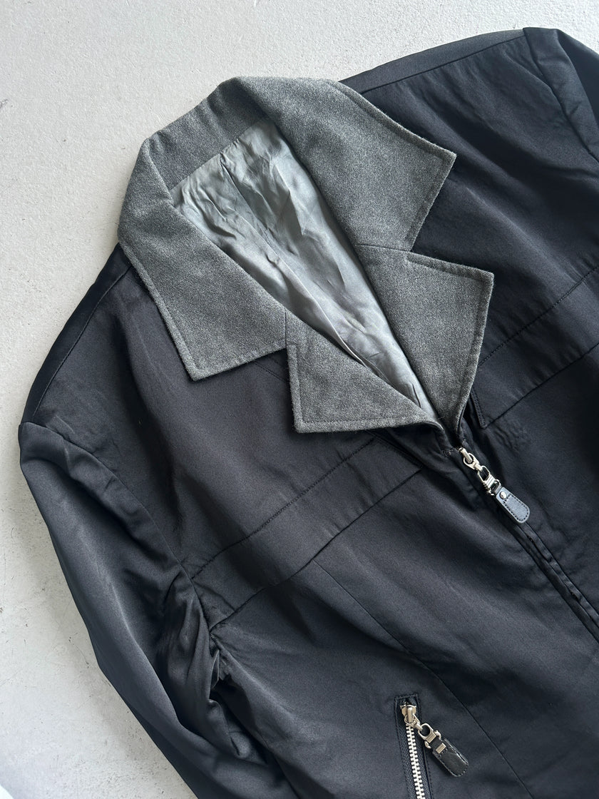 JANNE FAURE - 1990s CROP FIT JACKET WITH WOOL COLLAR