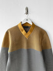 EMPORIO ARMANI - F/W 2013 PERFORATED V NECK TECHNICAL LONG SLEEVE TOP