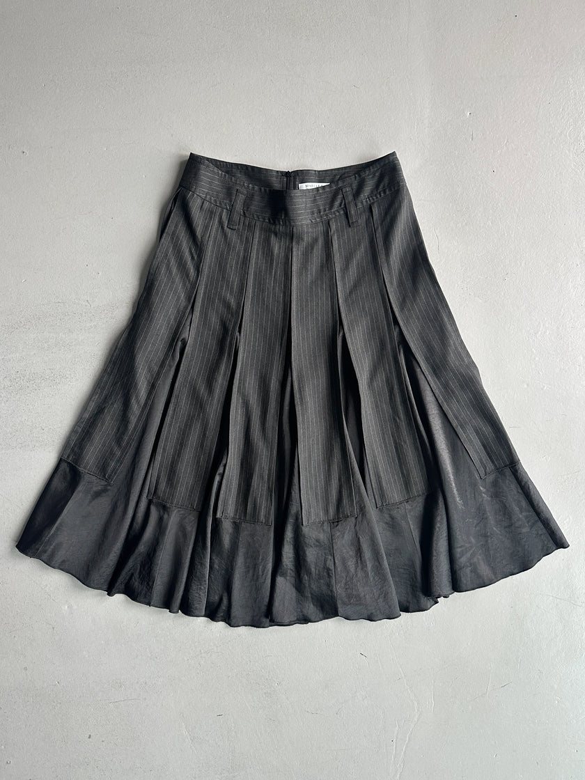 MARELLA - 2000s PANELED PLEATED LONG PINSTRIPED SKIRT
