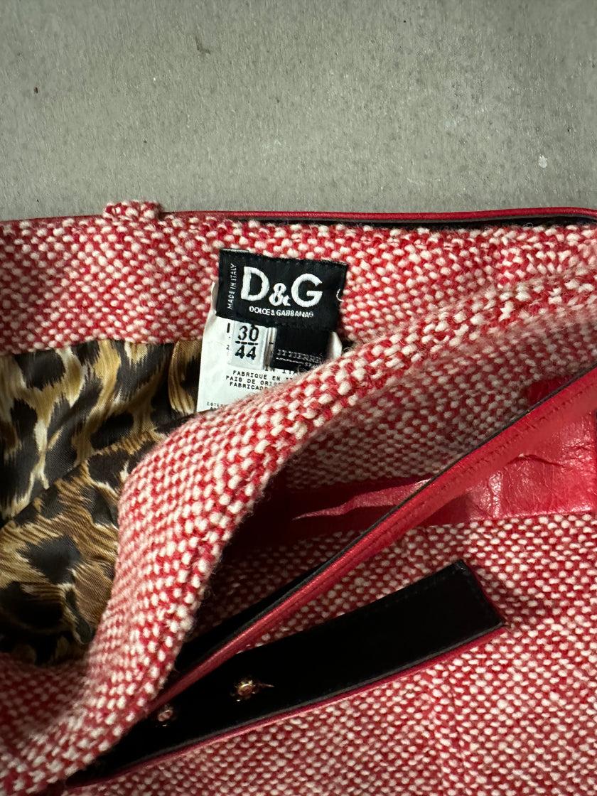 D&G -  TWEED SKIRT WITH LEATHER BELT