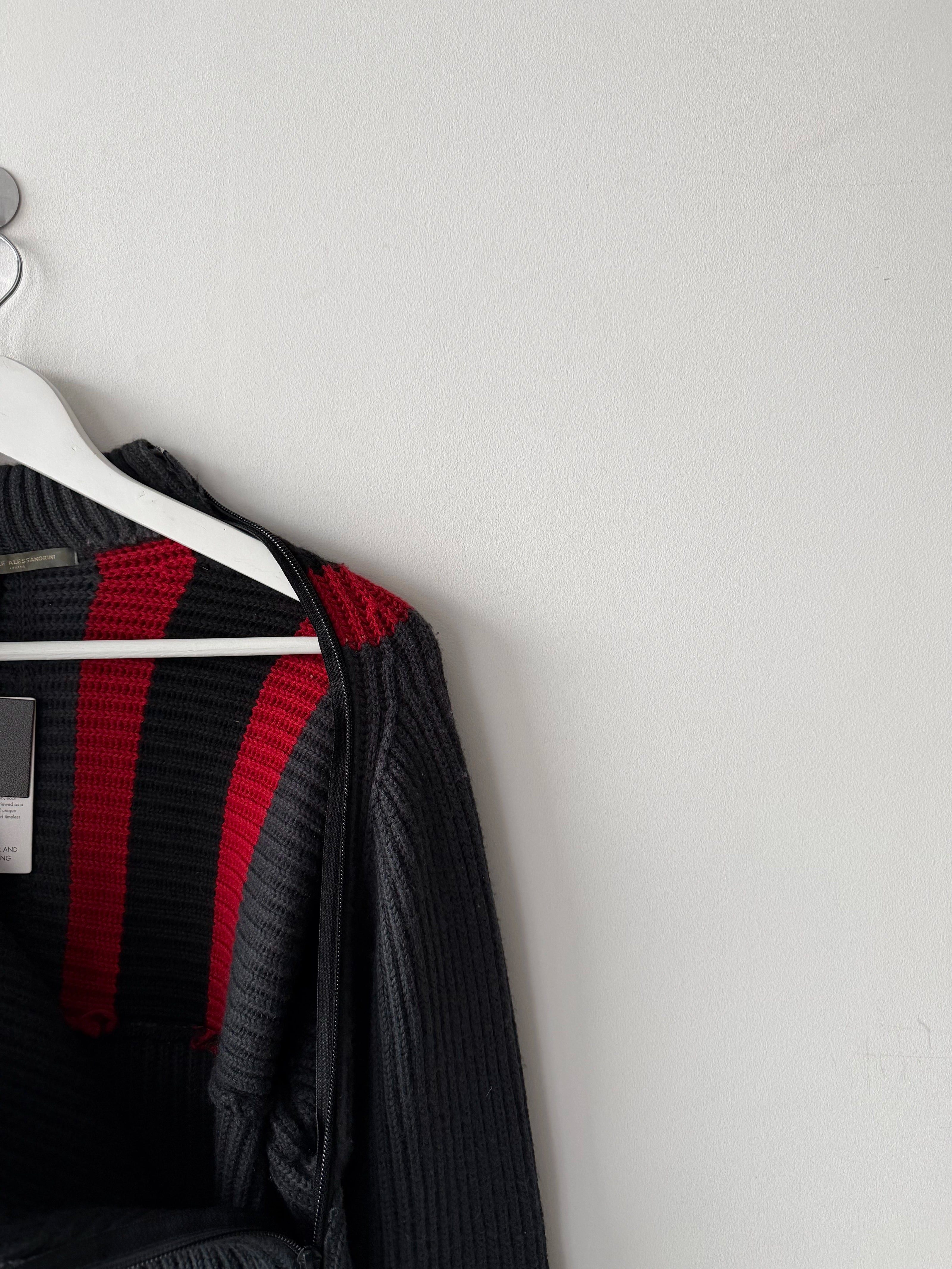 DANIELE ALESSANDRINI - 1990s CHUNKY KNIT JUMPER WITH ASYMMETRIC SIDE ZIP RUNNING FROM TOP TO BOTTOM