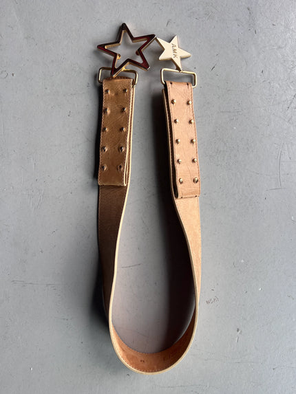 ANDREW MACKENZIE - 2000s STAR BUCKLE LOGO LEATHER BELT