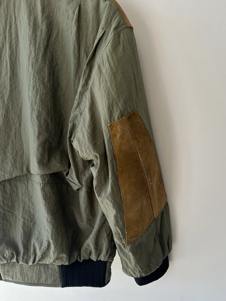 C.P. COMPANY - A/W 1983 LEATHER AND JAPANESE NYLON FIELD BOMBER JACKET