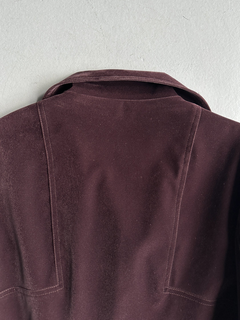 KATHARINE HAMNETT - 1990s VELVET BELTED TRENCH COAT