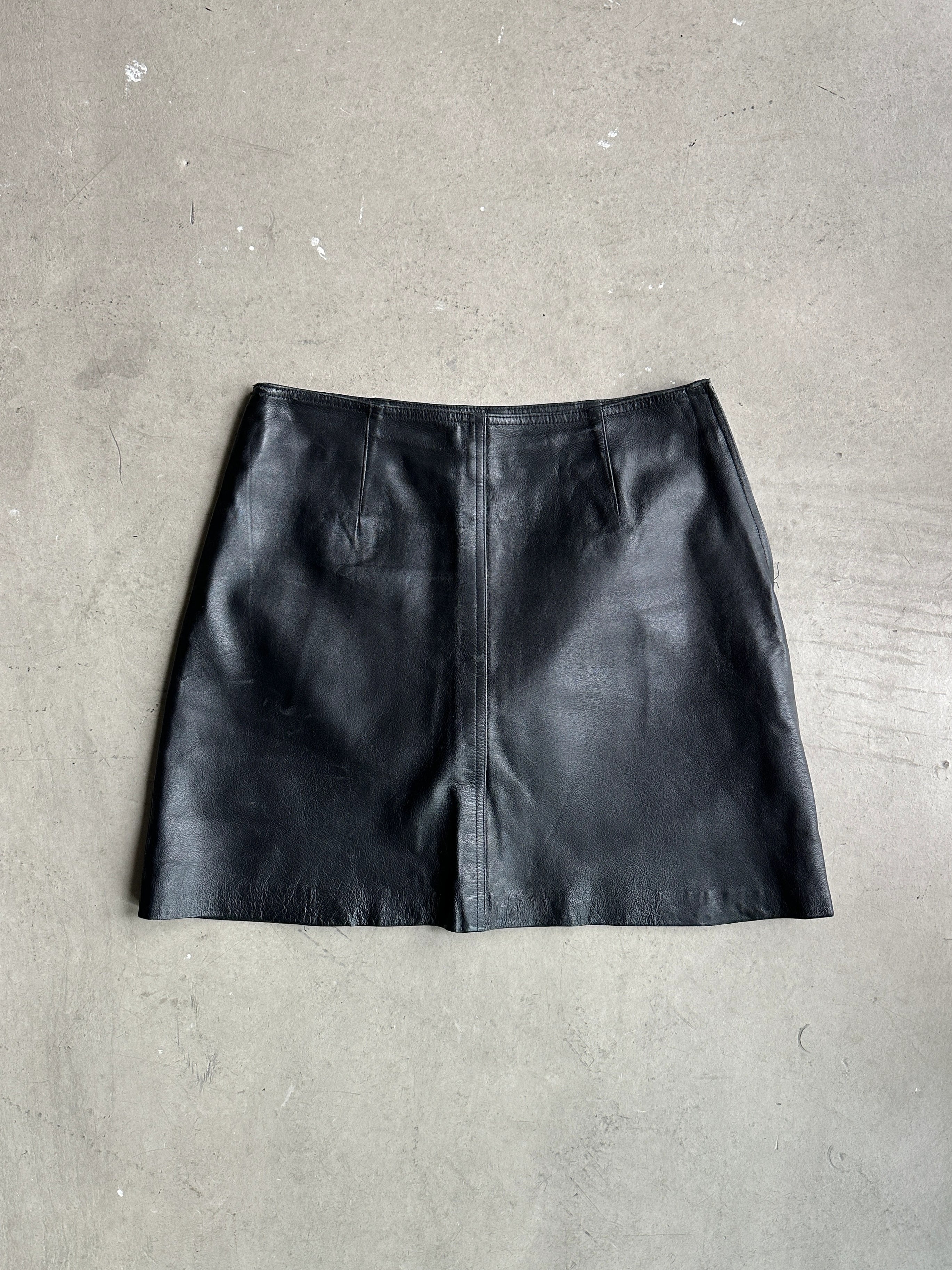 1990s LEATHER HIGH WAIST SKIRT