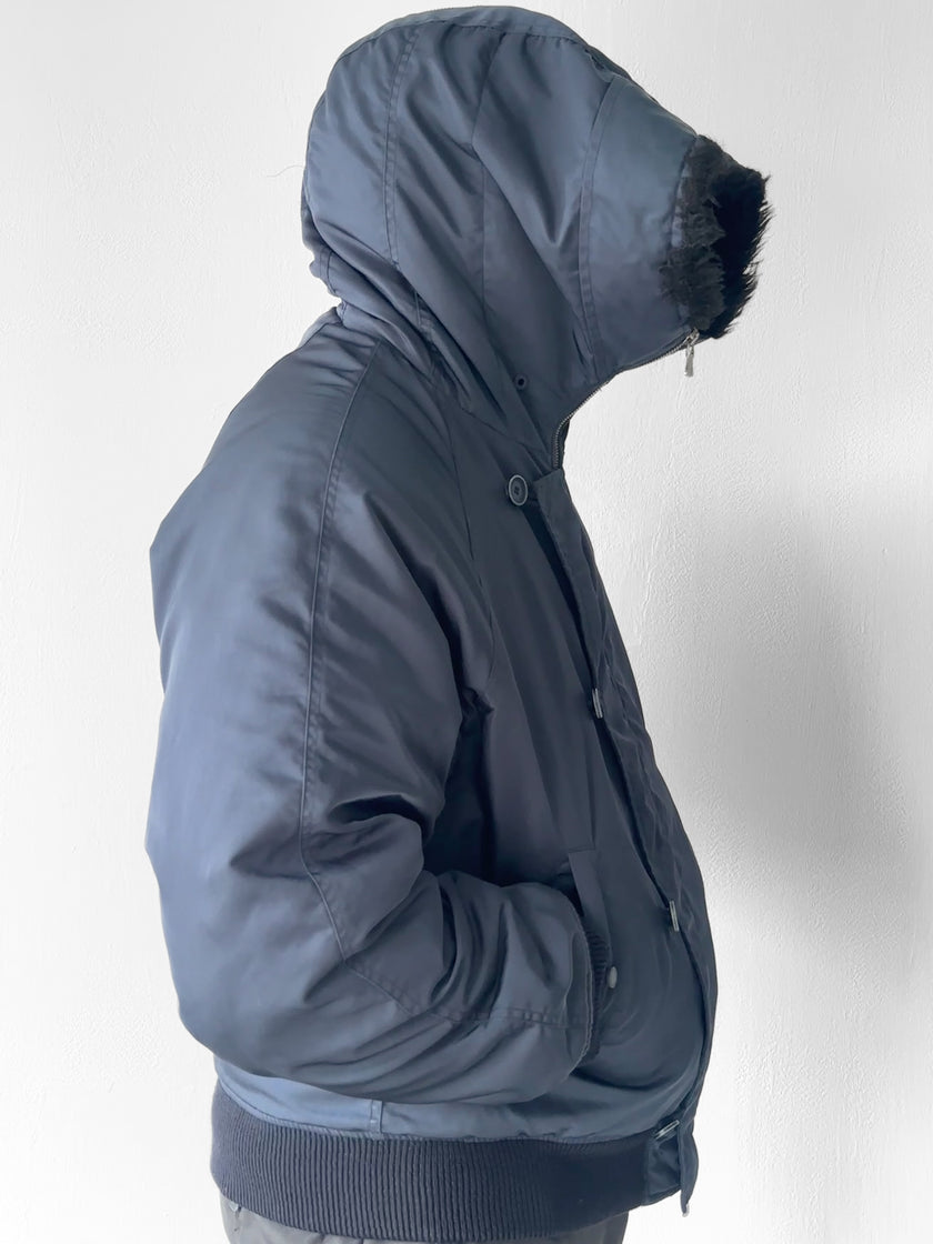 VERSACE - F/W 2003 NYLON BOMBER JACKET WITH OVERSIZED HOOD