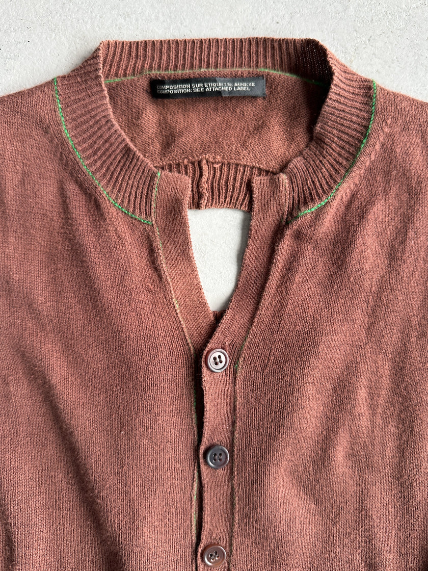 YOHJI YAMAMOTO Y's - S/S 2005 KNIT VEST TOP WITH CONTRASTING STITCHING