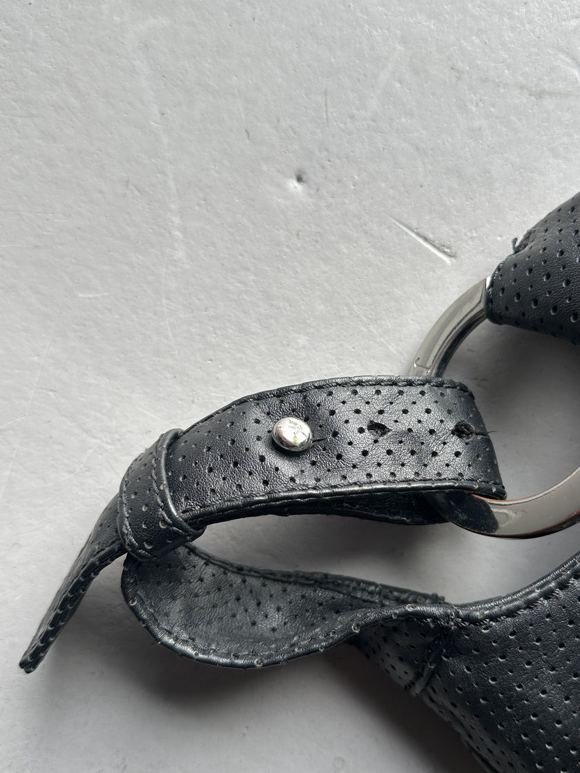 ARMANI JEANS - 2000s PERFORATED LEATHER BUCKET BAG