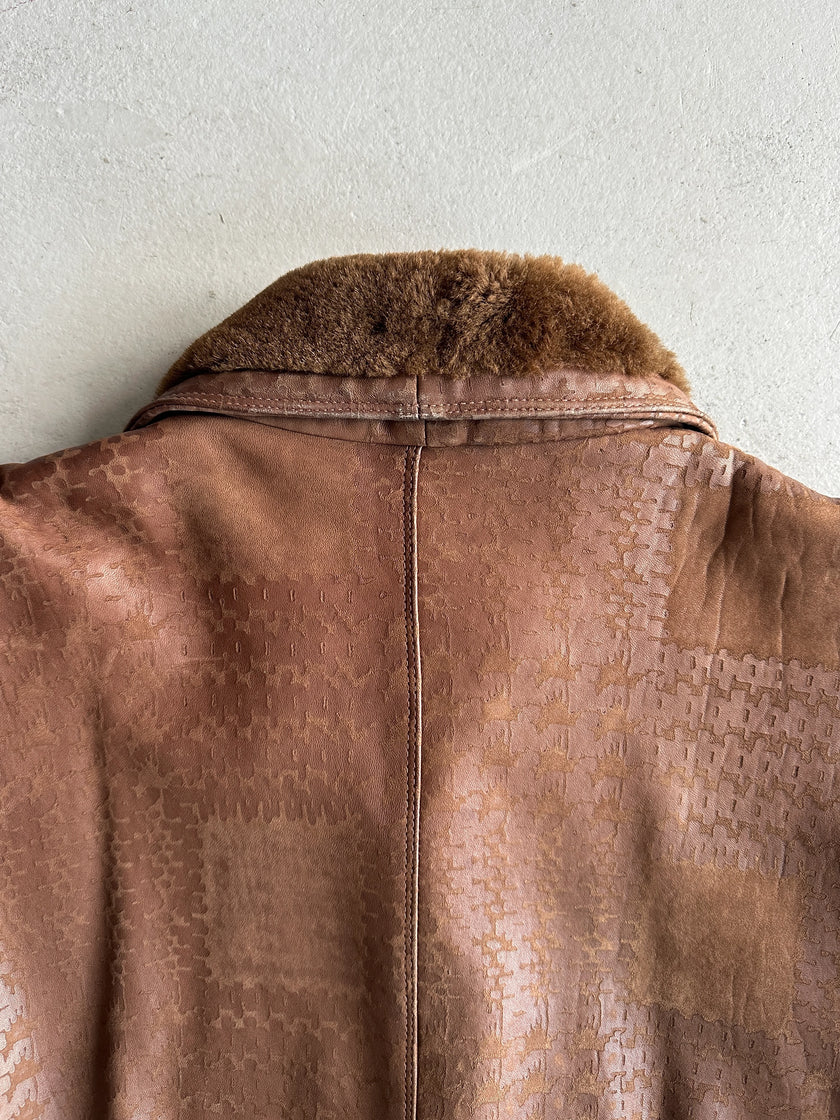GIANNI VERSACE - 1980s LEATHER BOMBER JACKET WITH SHEARLING FUR