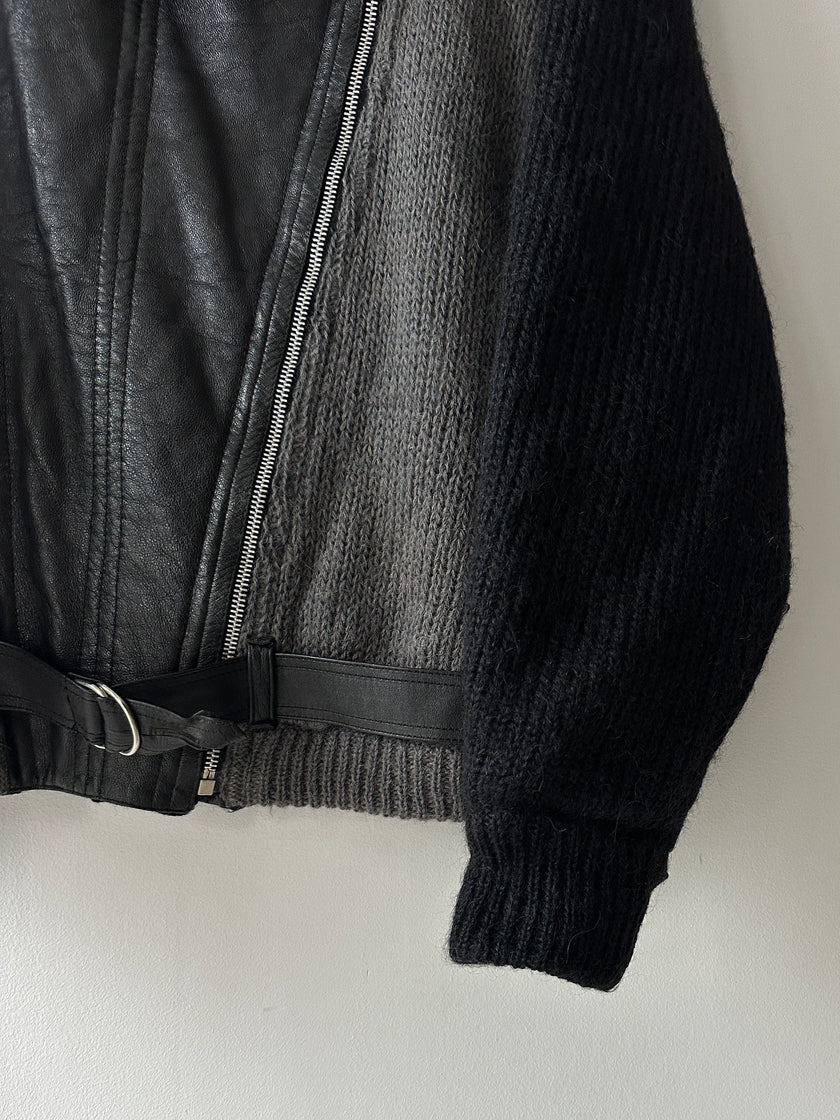 ICEBERG BY J.C. DE CASTELBAJAC - 1980s KNITTED JACKET WITH LEATHER PANEL