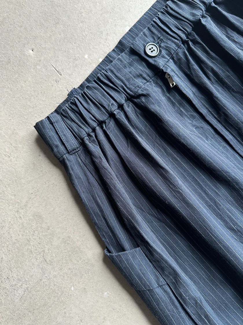 YOHJI YAMAMOTO Y's - 1990s  PINSTRIPED SKIRT WITH WRAP AROUND POCKETS