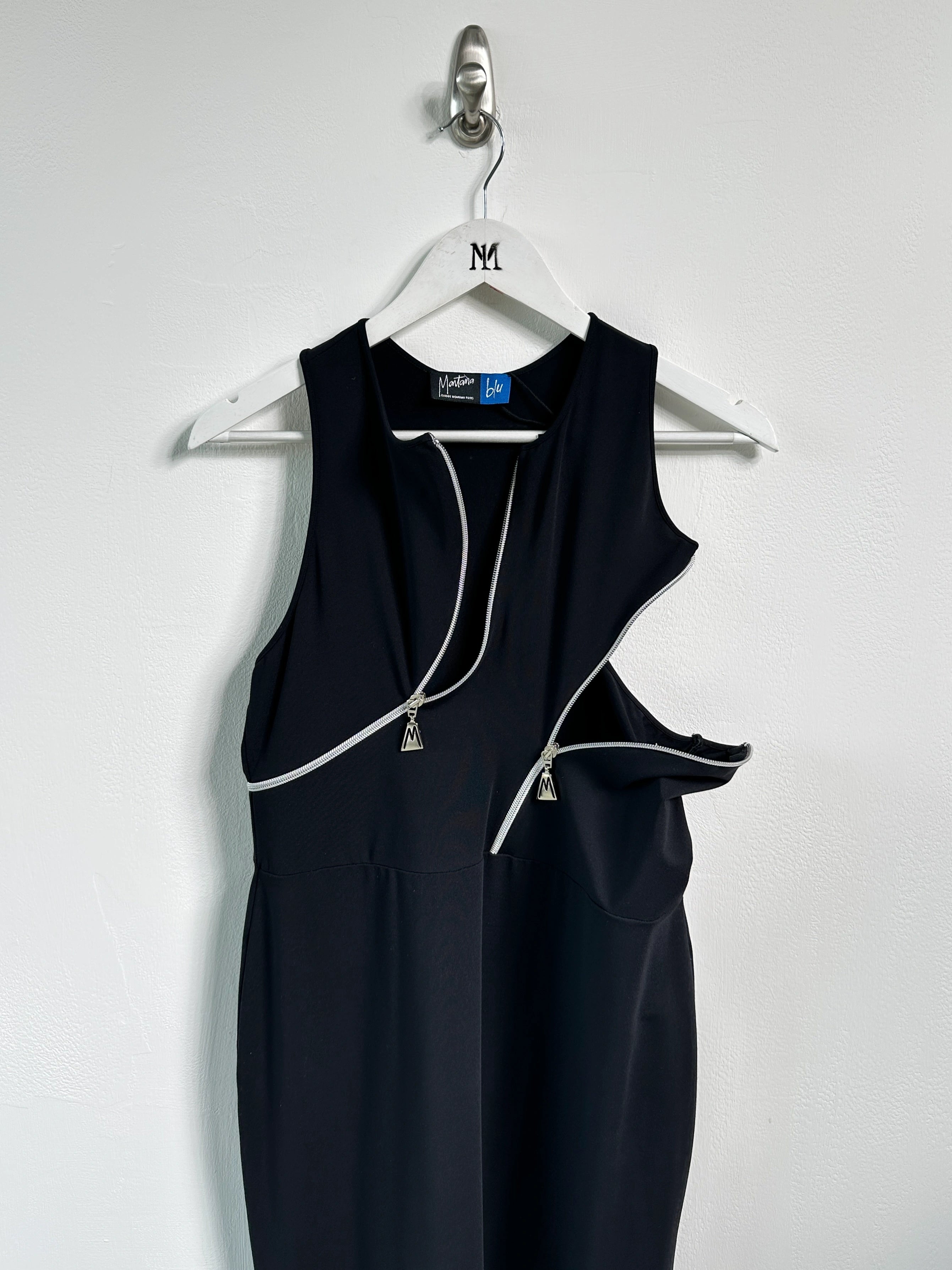 CLAUDE MONTANA - early 2000s JERSEY DRESS WITH ZIP DETAILING