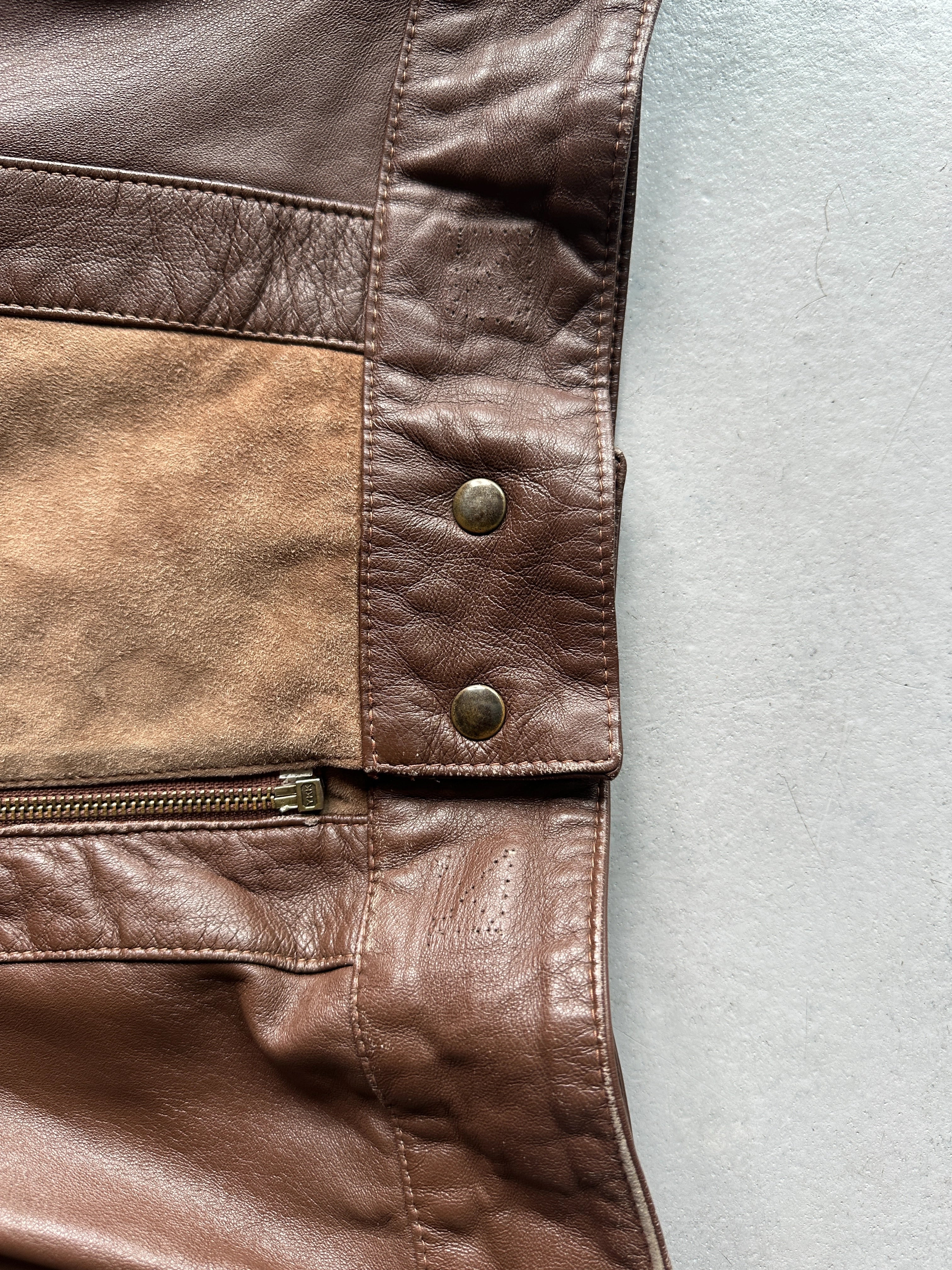 1980s DROPPED SHOULDER LEATHER AND SUEDE BOMBER JACKET