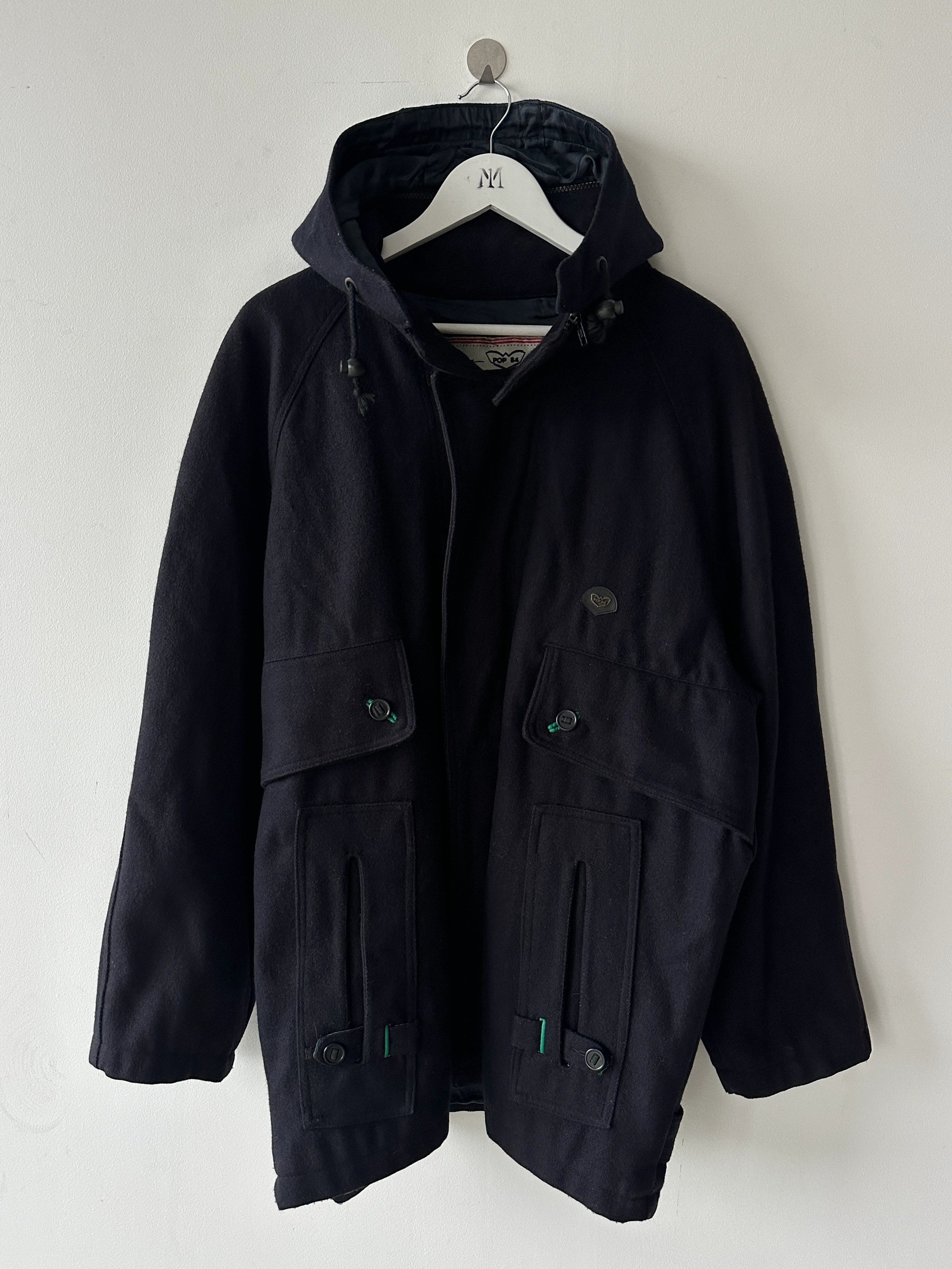 ITALIAN LABEL 1980s WOOL JACKET WITH REMOVABLE ZIPPED HOOD