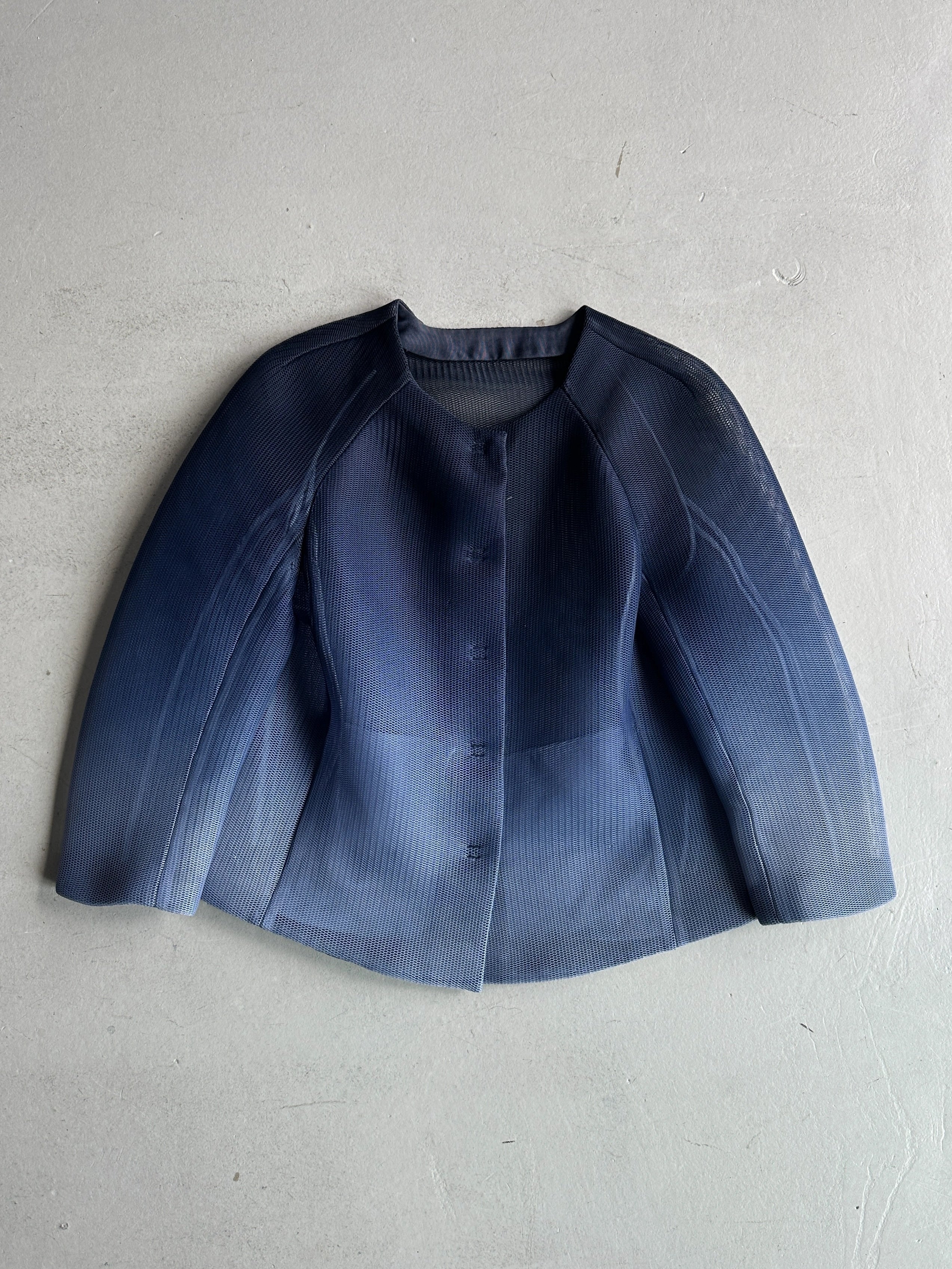 ARMANI COLLEZIONI - S/S 2015 GRADIENT BLUE STRUCTURED MESH JACKET