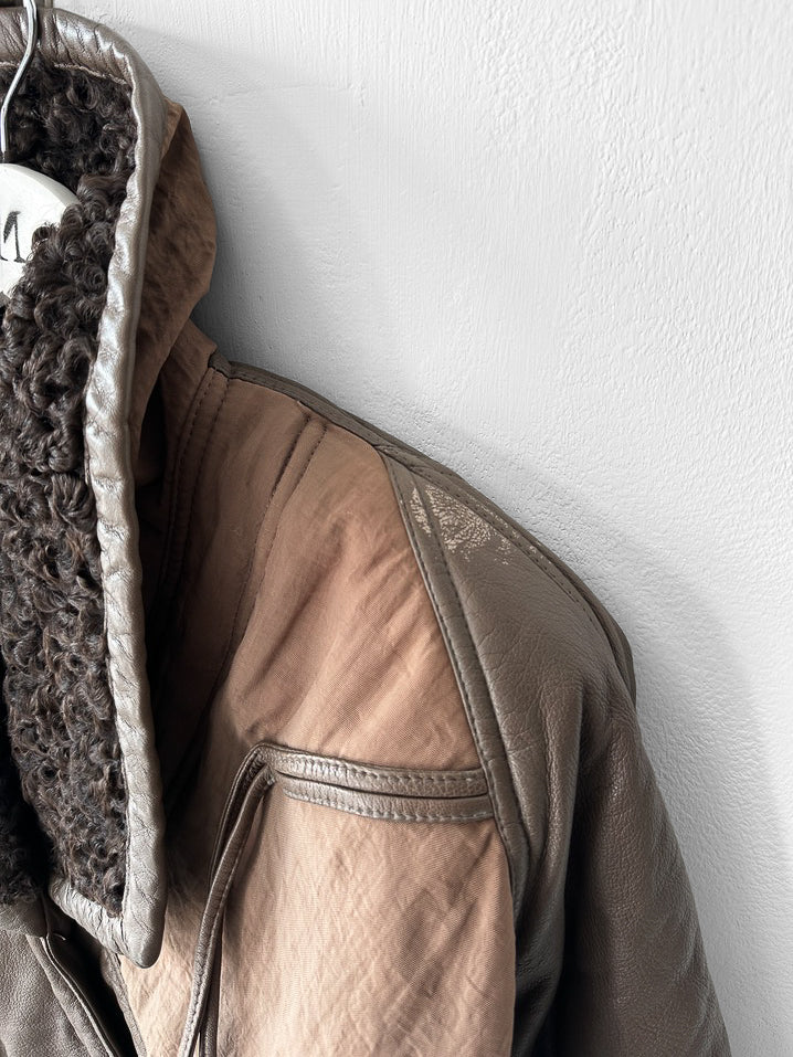 LA MATTA - 1980s PANELED CROP FIT JACKET WITH SHEARLING COLLAR
