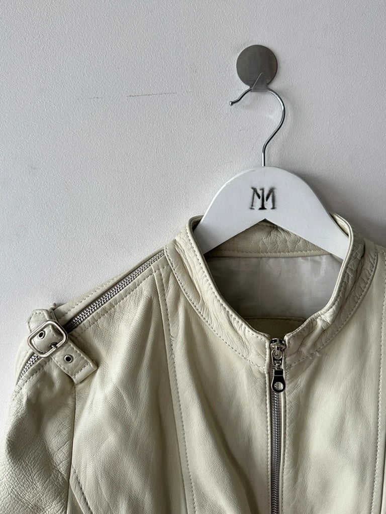 2000s CROP FIT BIKER LEATHER JACKET