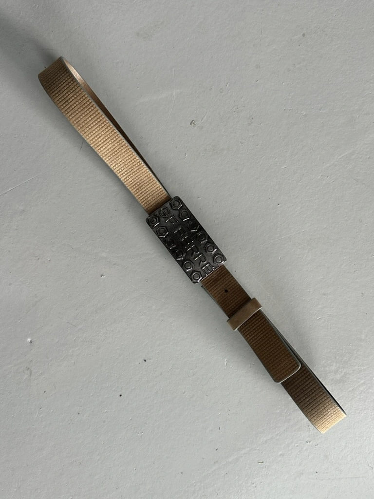 GIANFRANCO FERRÉ -  early 2000s WAXED LEATHER BELT WITH METAL BUCKLE