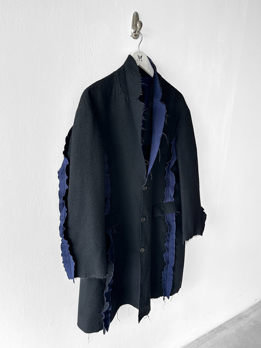 UNDERCOVER - F/W 2014 OVERSIZED DECONSTRUCTED WOOL COAT WITH RAW EDGES