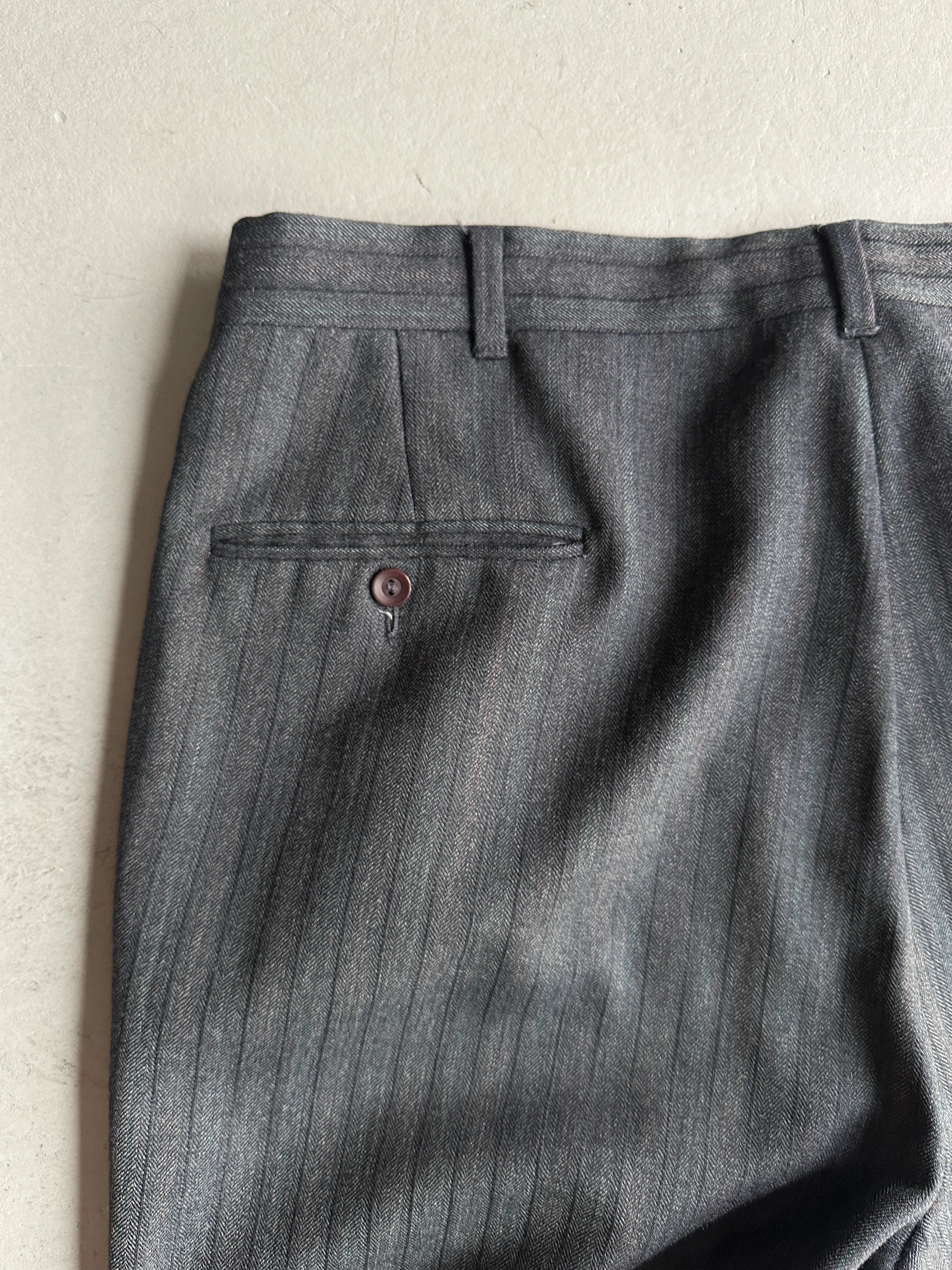1990s PINSTRIPED STRAIGHT FIT TAILORED TROUSERS