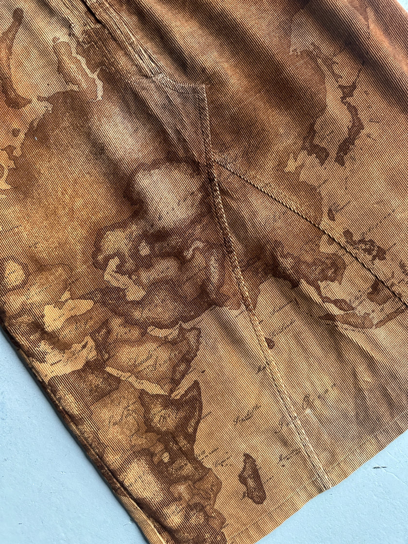 ALVIERO MARTINI - F/W 2003 MAP PRINT CORDUROY SKIRT