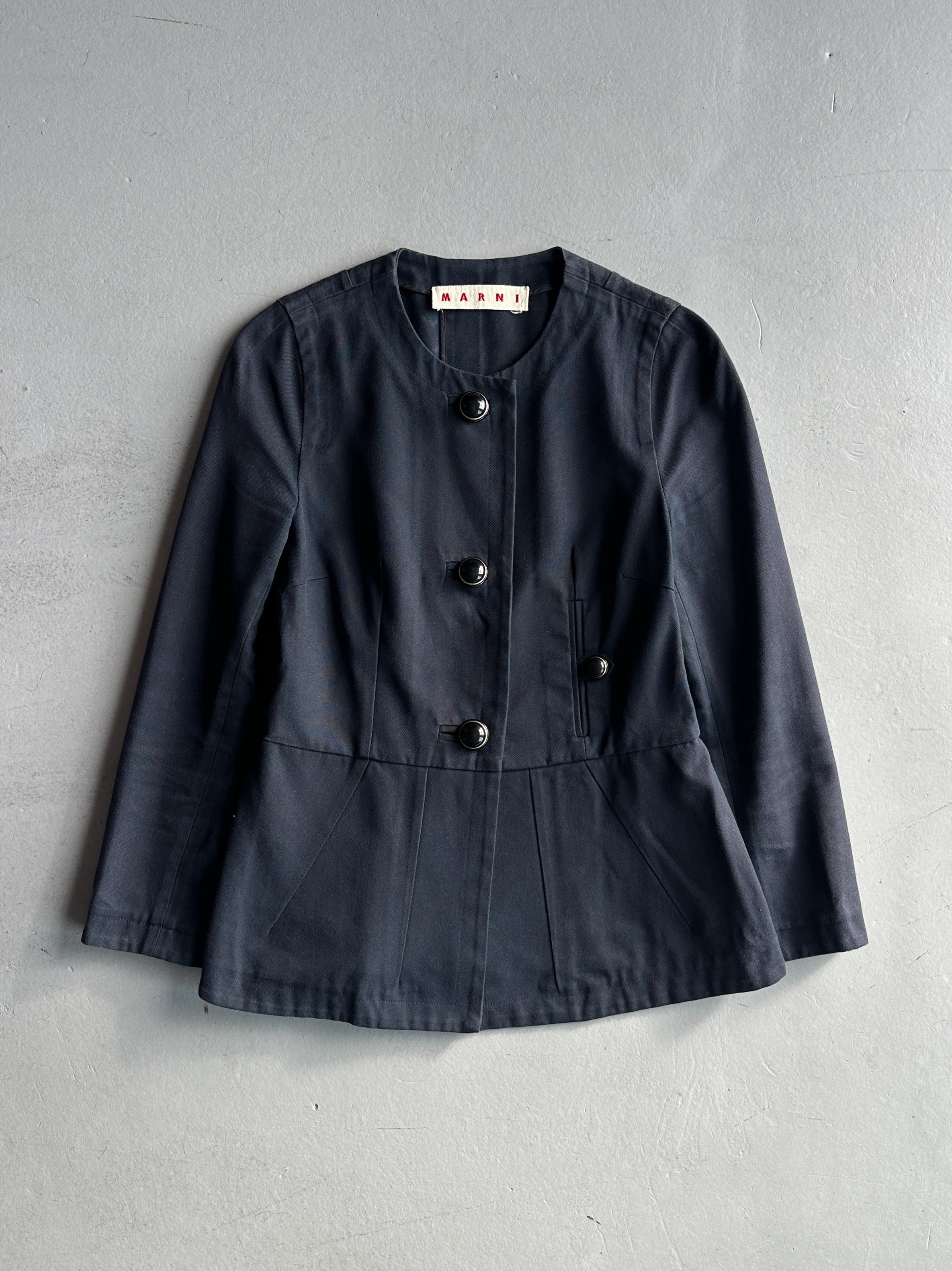 MARNI - 1990s COLLARLESS JACKET WITH PEPLUM HEM