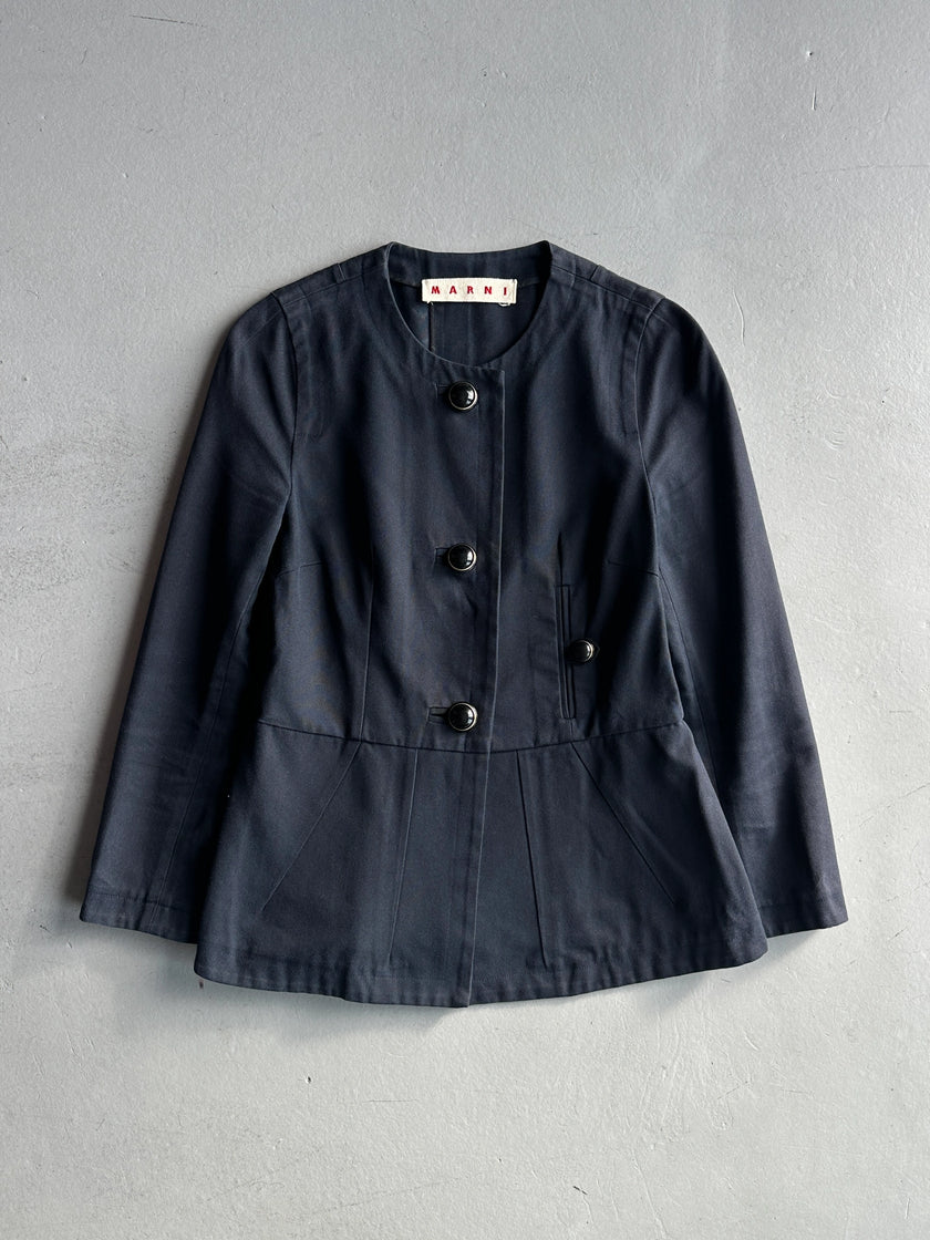 MARNI - 1990s COLLARLESS JACKET WITH PEPLUM HEM