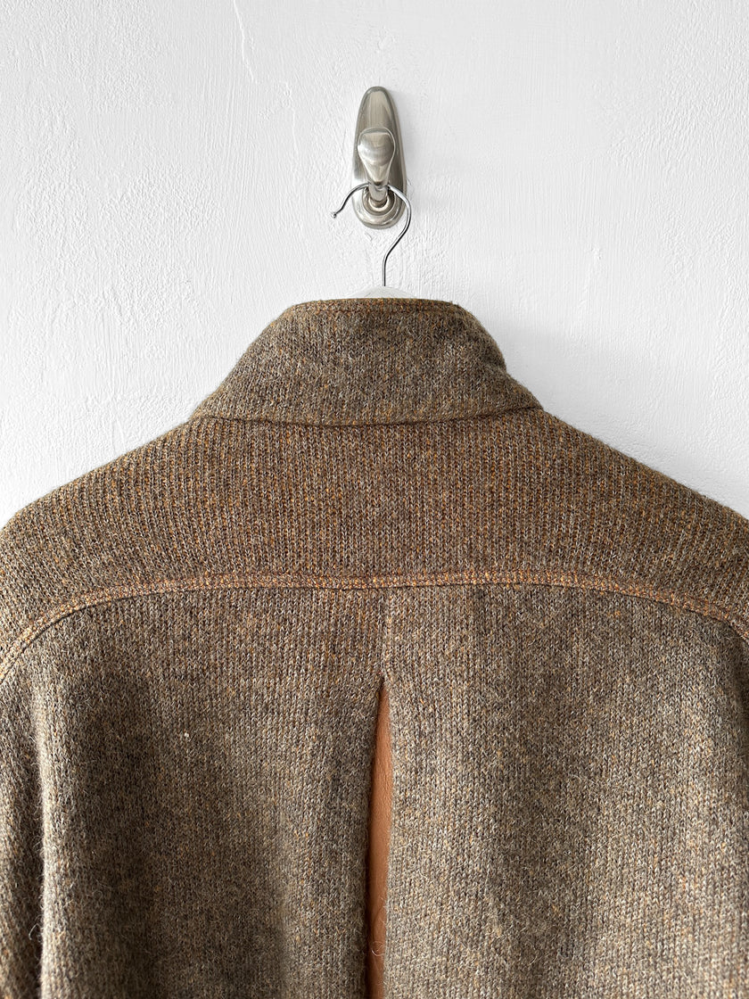 ITALIAN LABEL - 1980s WOOL BOMBER JACKET WITH LEATHER PANELS