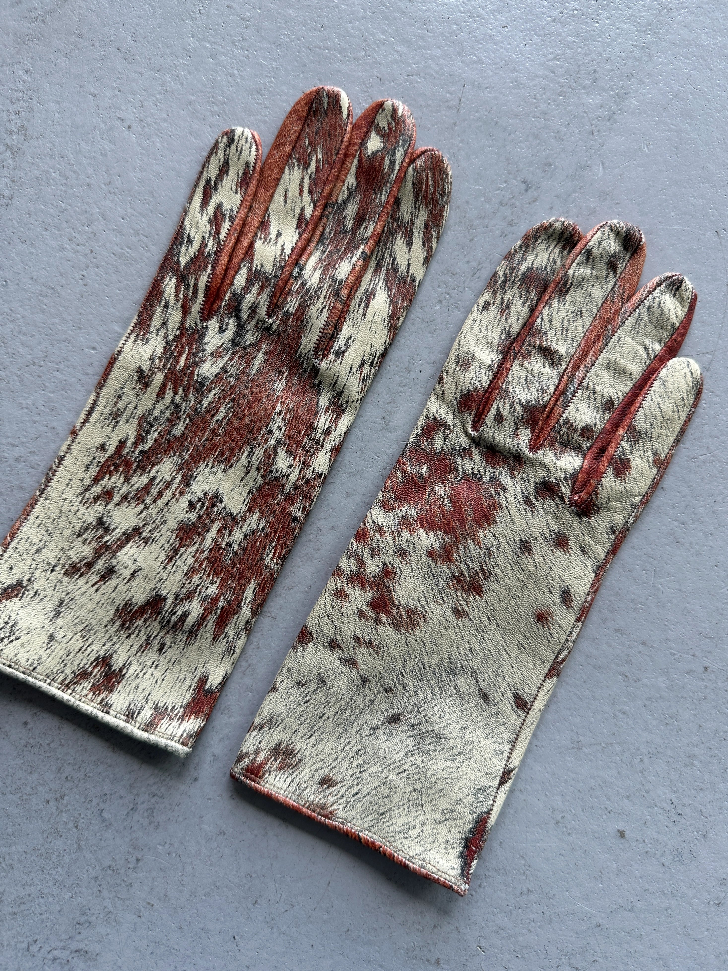 ROBERTO CAVALLI - 1990s ANIMALIER LEATHER GLOVES