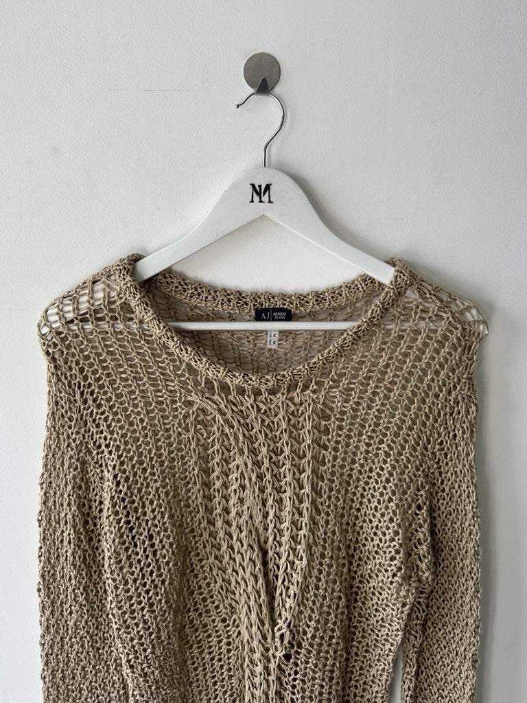 ARMANI JEANS - 2000s OPEN WEAVE KNIT LONG SLEEVE TOP